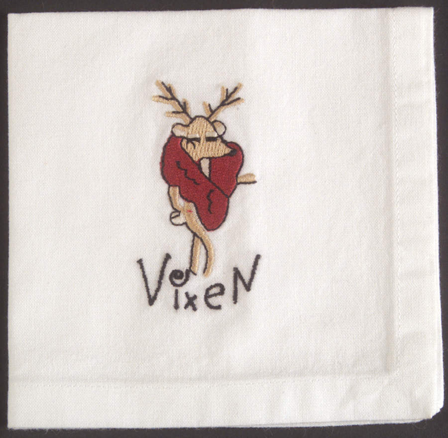 Reindeer Embroidered Cocktail Napkin by Pottery Barn China-1