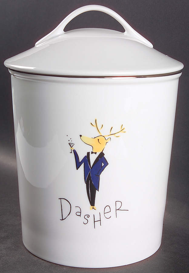 Reindeer Large Canister & Lid by Pottery Barn China-1