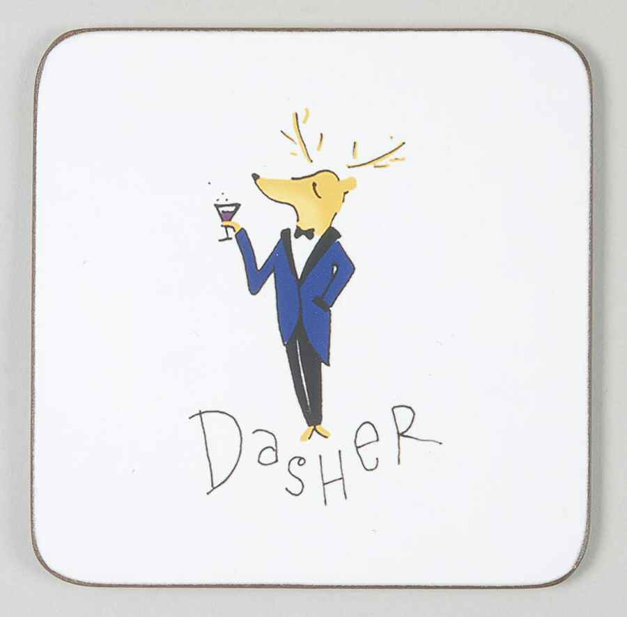 Reindeer Square Corkback Coaster by Pottery Barn China-1