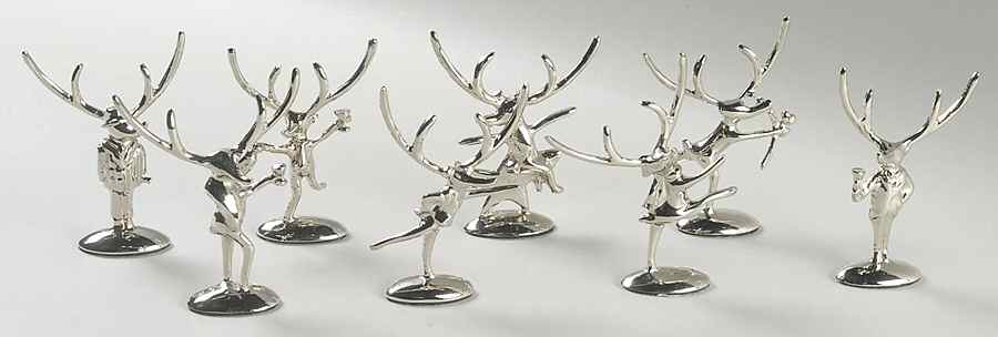 Reindeer (Set/8) Motif Metal Figural Place Card Holder by Pottery Barn China-1