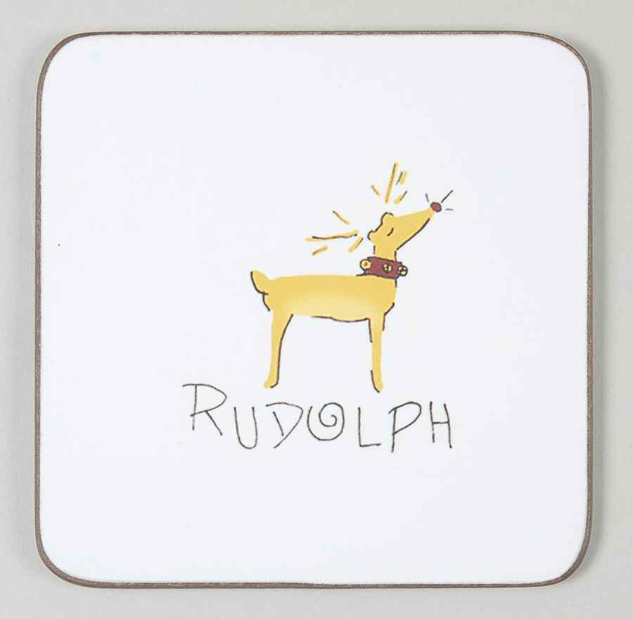 Reindeer Suare Corkback Coaster by Pottery Barn China-1