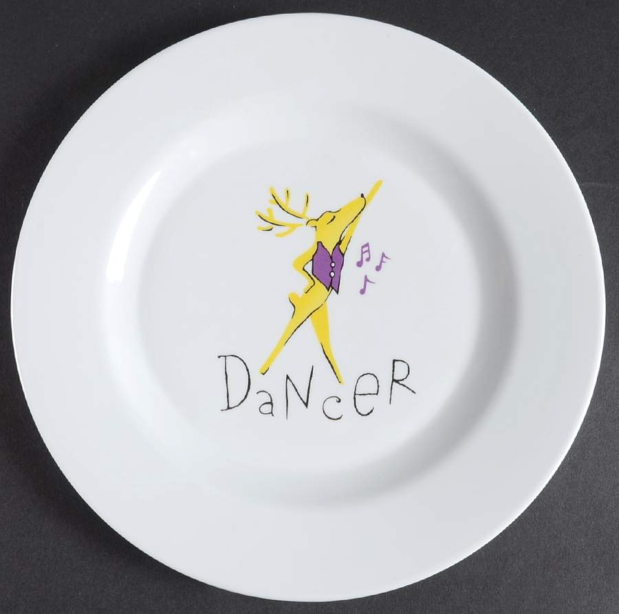 Reindeer Melamine Salad Plate by Pottery Barn China-1
