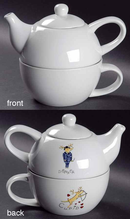 Reindeer Tea for 1 (Stacking Individual Teapot & Mug/Cup) by Pottery Barn China-1