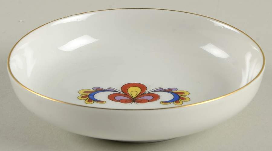 Farmer's Rose (Scalloped, Gold Trim) Round Ashtray by Porsgrund-1