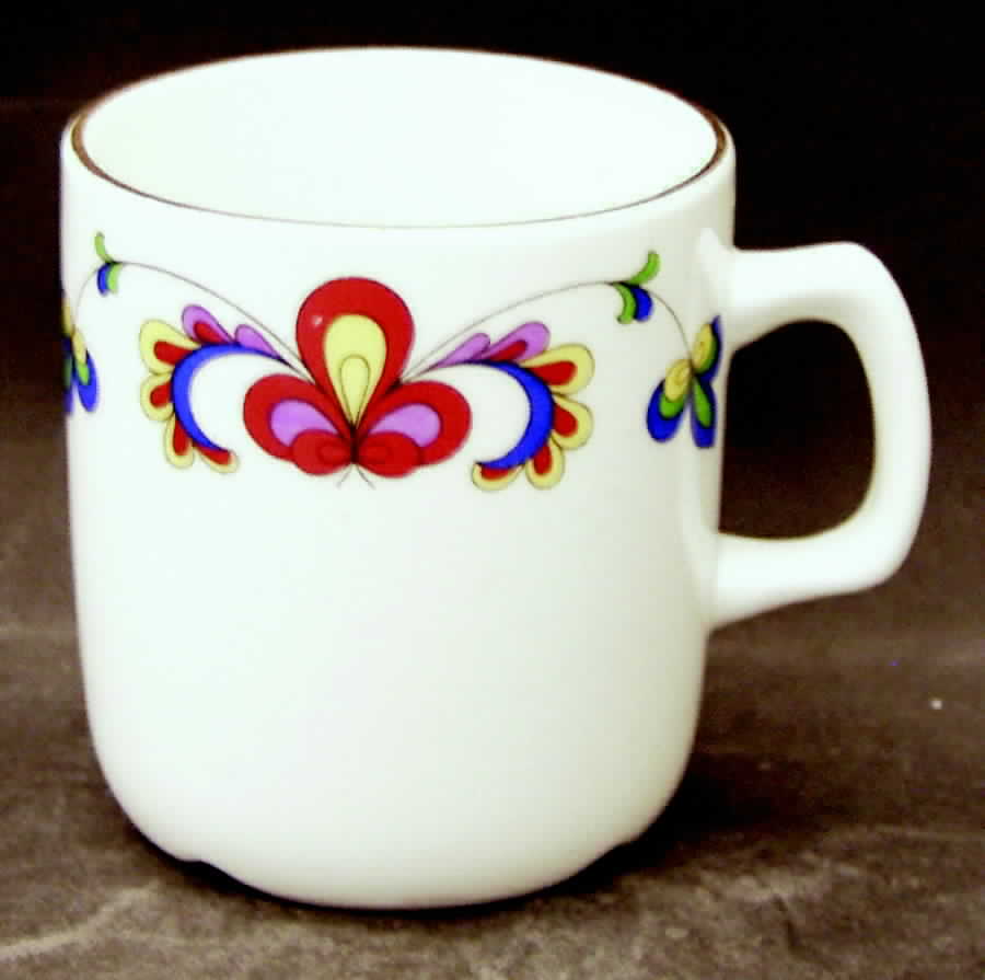 Farmer's Rose (Scalloped, Gold Trim) Small Mug by Porsgrund-1