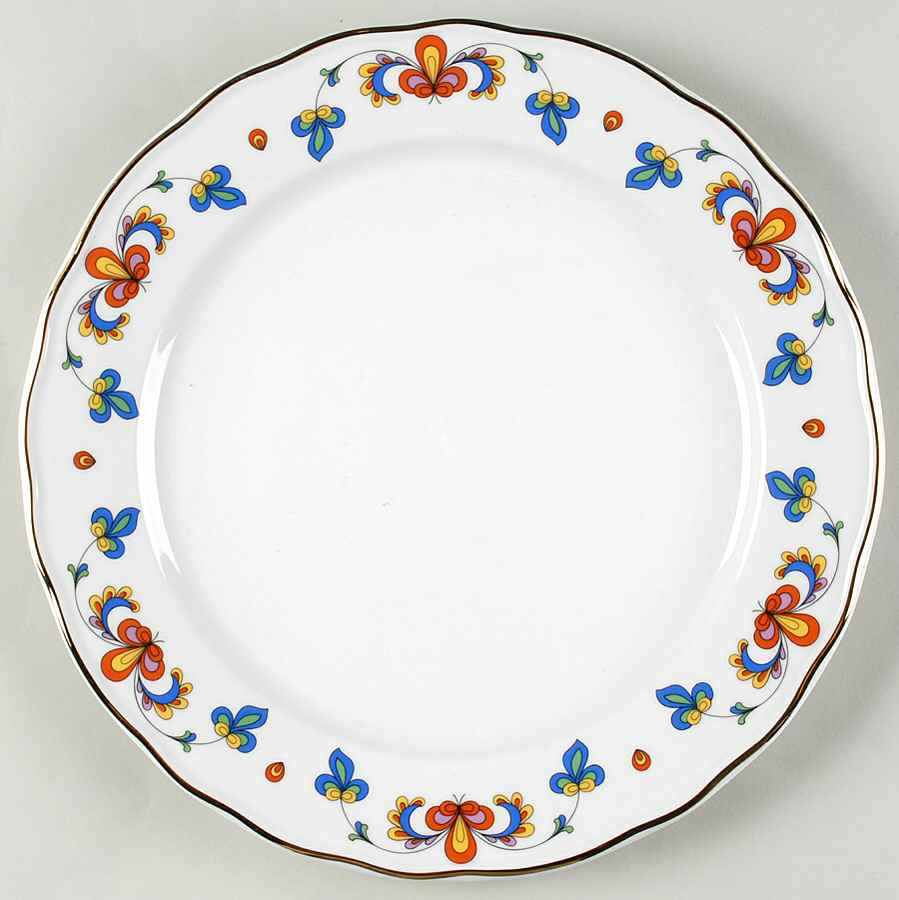 Farmer's Rose (Scalloped, Gold Trim) 11" Chop Plate (Round Platter) by Porsgrund-1