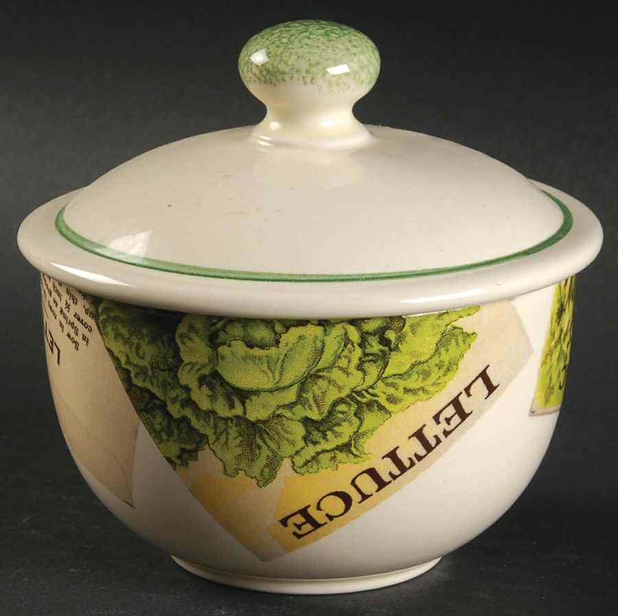 Seed Packets Sugar Bowl & Lid by Poole Pottery-1