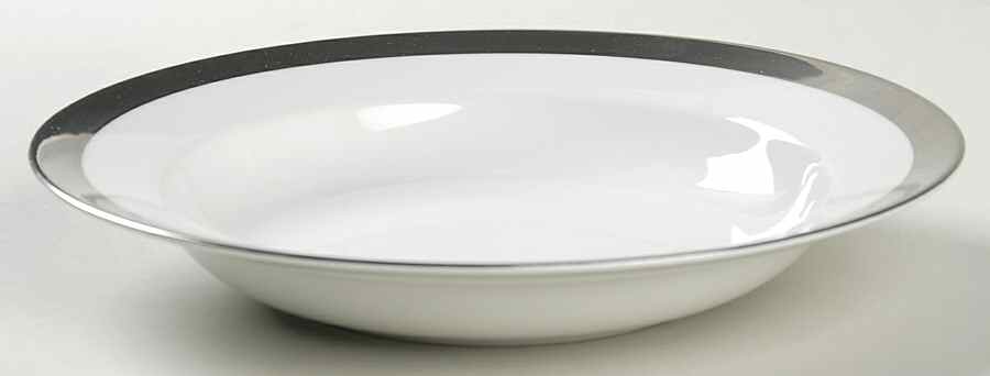 Cosmopolitan (Silver Band) Rim Soup Bowl by Pottery Barn China-1