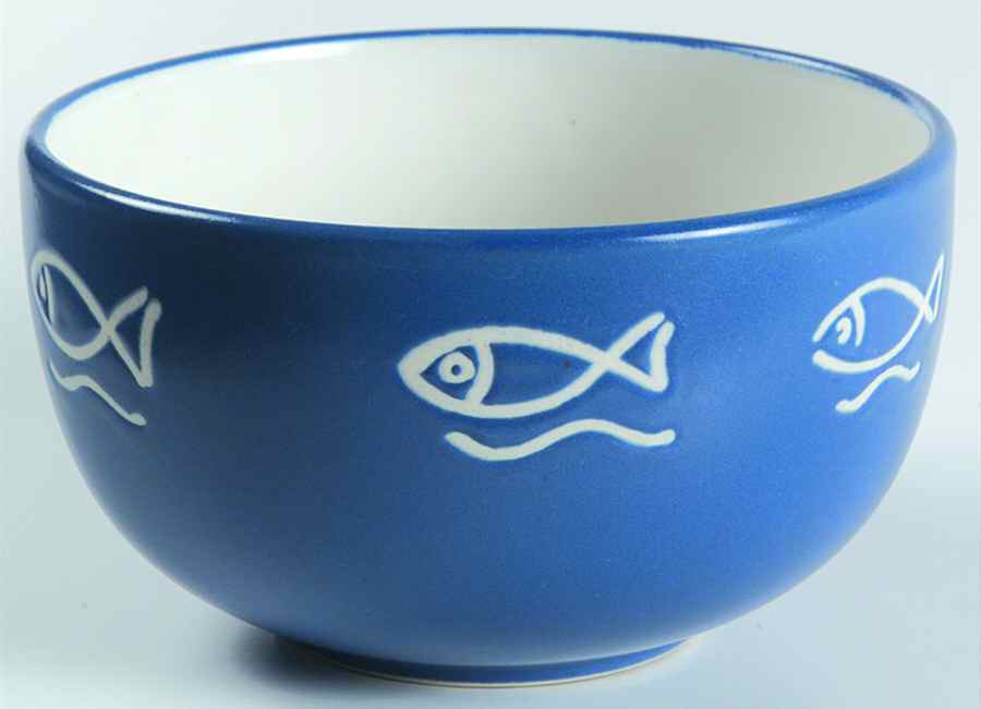 Bongo (Fish On Blue) Soup/Cereal Bowl by Pottery Barn China-1