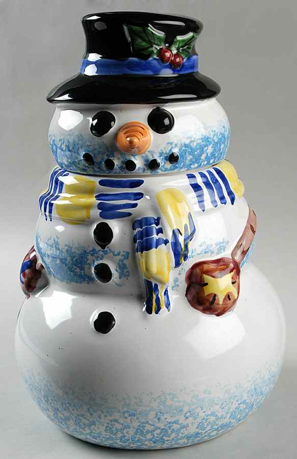 Snowman Figural Cookie Jar & Lid by Presenttense-1