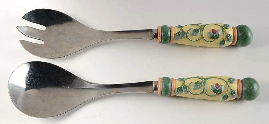 French Quarter (Stoneware) (2 Piece) Salad Serving Set with Resin Handles by Pfaltzgraff-1