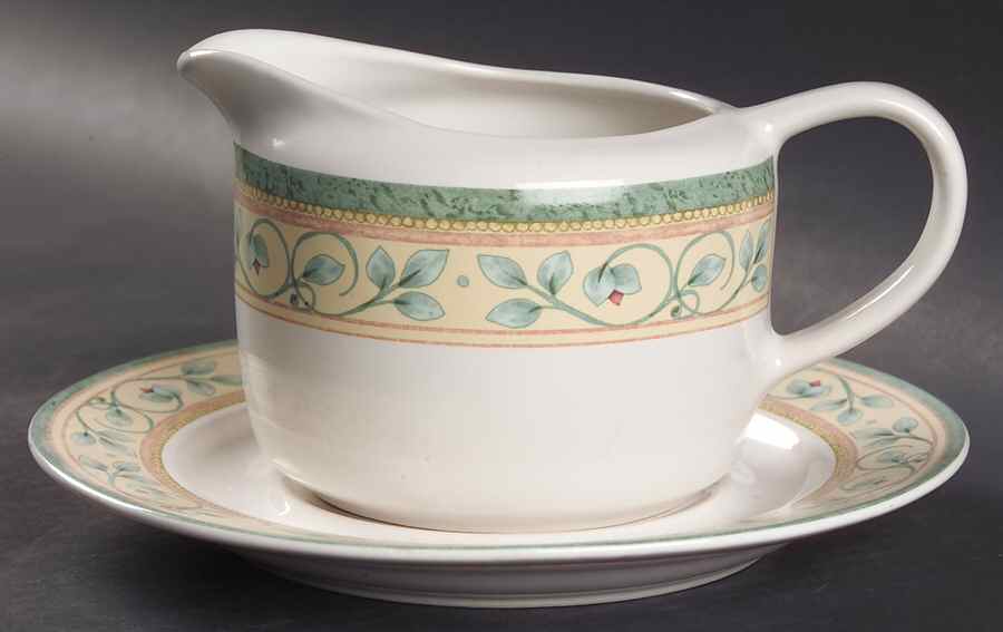 French Quarter (Stoneware) Round Gravy Boat & Underplate by Pfaltzgraff-1