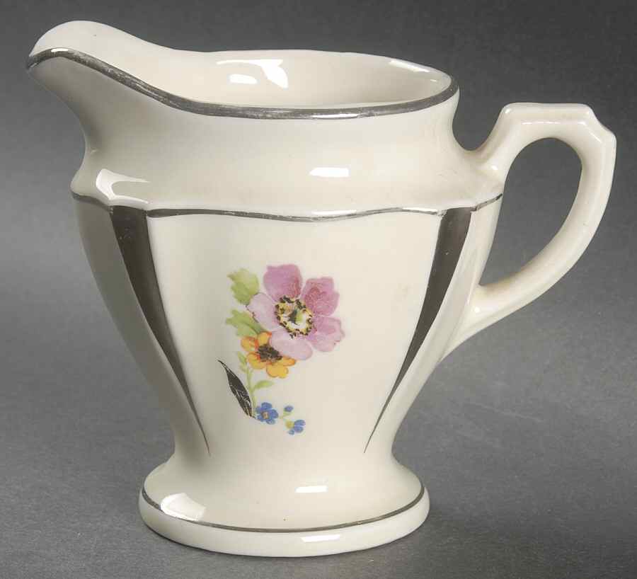 White Flower Platinum Creamer by Porcelier-1