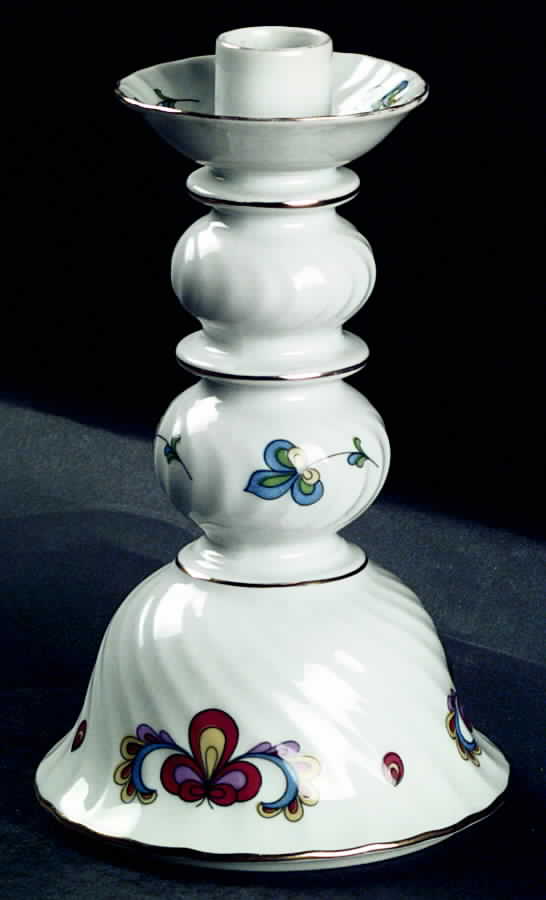 Farmer's Rose (Swirl, Gold Trim) Tall Candlestick by Porsgrund-1