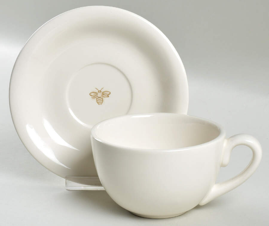 Bee Ivory Breakfast Cup & Saucer Set by Pottery Barn China-1