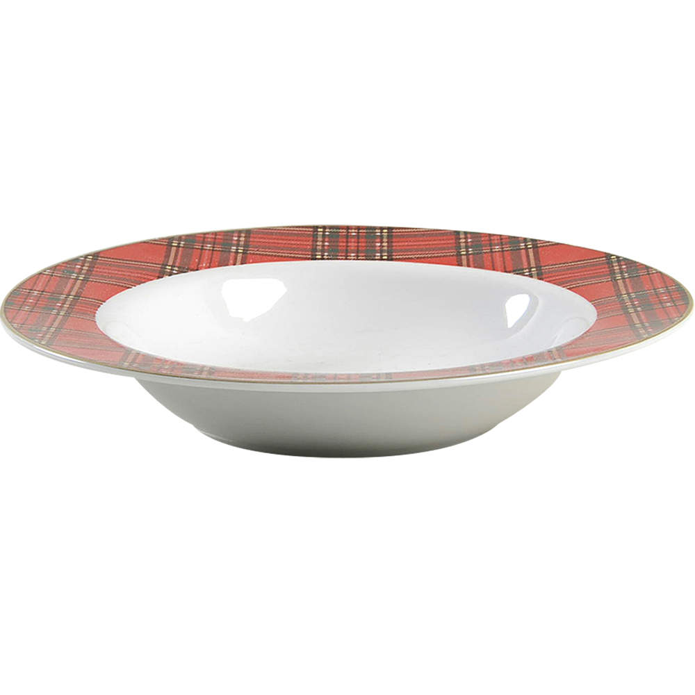 Red Plaid Rim Soup Bowl by Pacific Rim-1