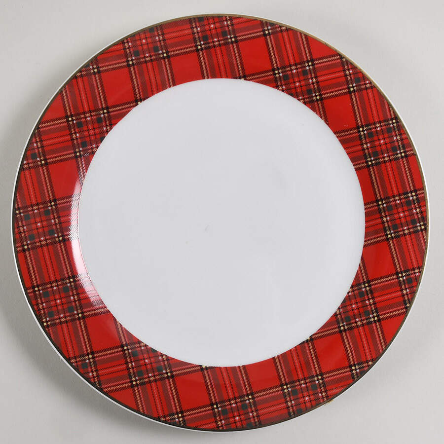 Red Plaid Dinner Plate by Pacific Rim-1
