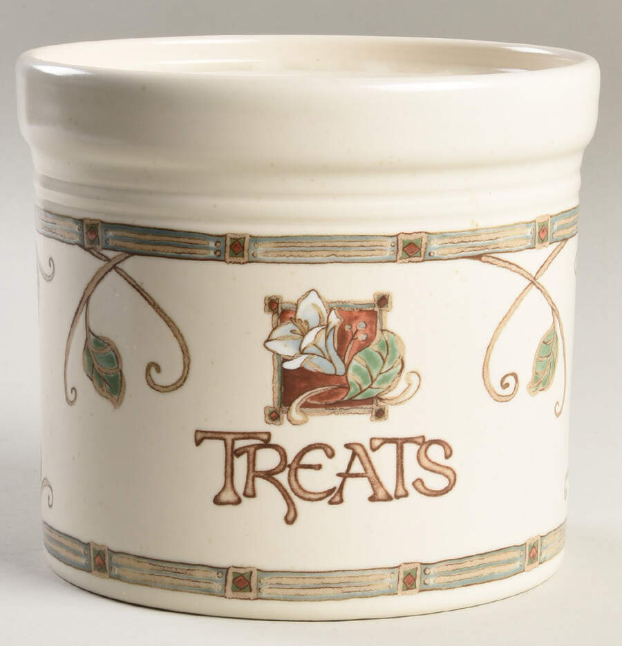 Mission Flower Treat Jar No Lid by Pfaltzgraff-1