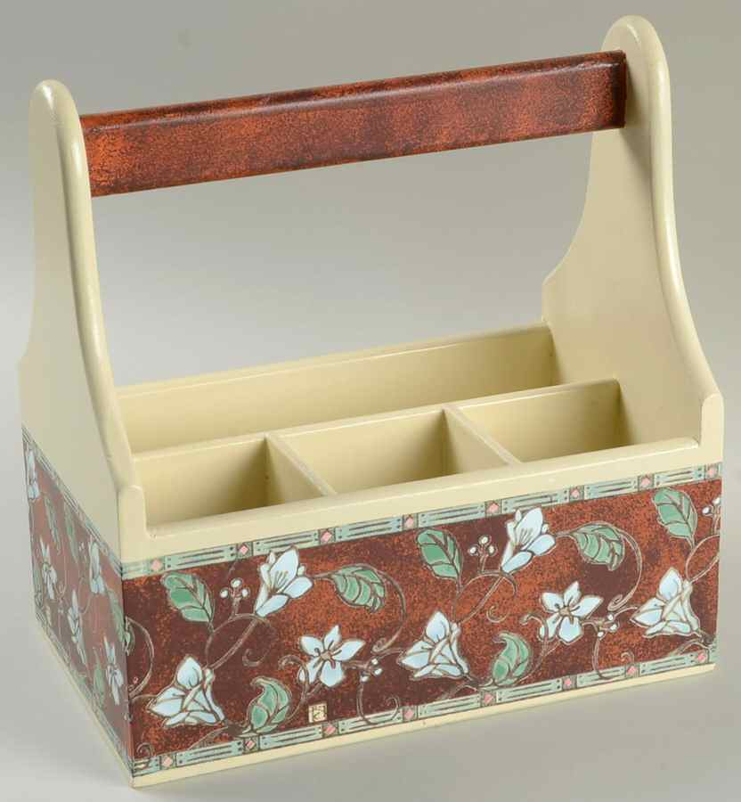 Mission Flower Wood Silverware/Napkin Caddy by Pfaltzgraff-1
