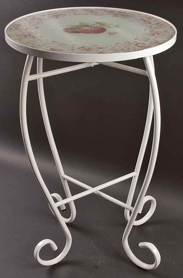 Delicious Round Metal Table W/Tempered Glass by Pfaltzgraff-1