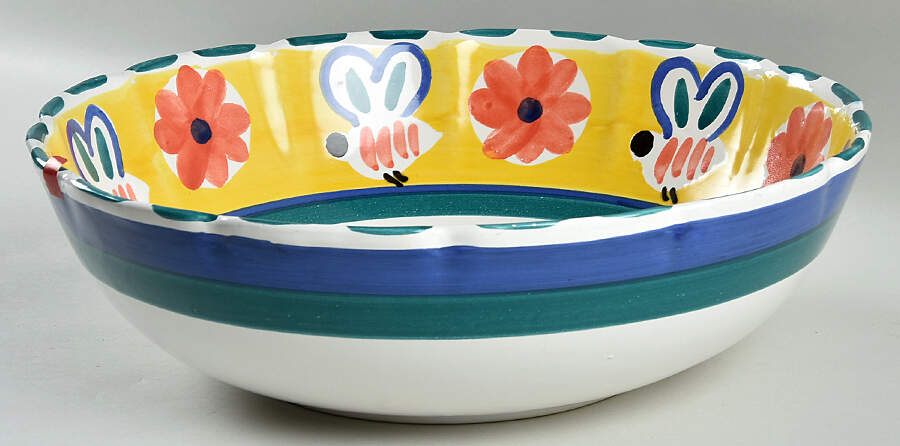 Garden Animal 13" Large Salad Serving Bowl by Pottery Barn China-1
