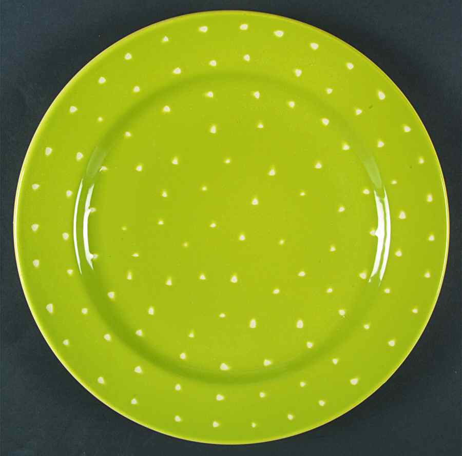 Linen Dot Lime Dinner Plate by Presenttense-1