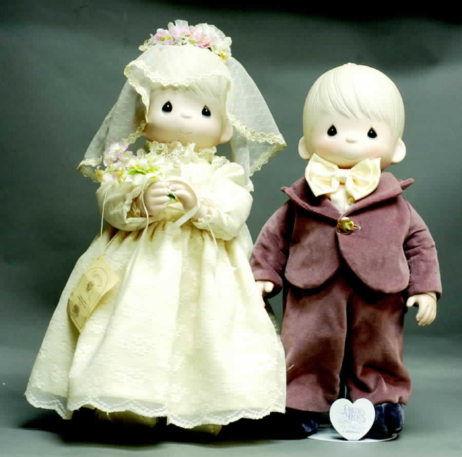 Bride & Groom-Tammy & Cubby Dolls No Mark-Cubby & Tammy - With Box, No Trademark by Precious Moments-1