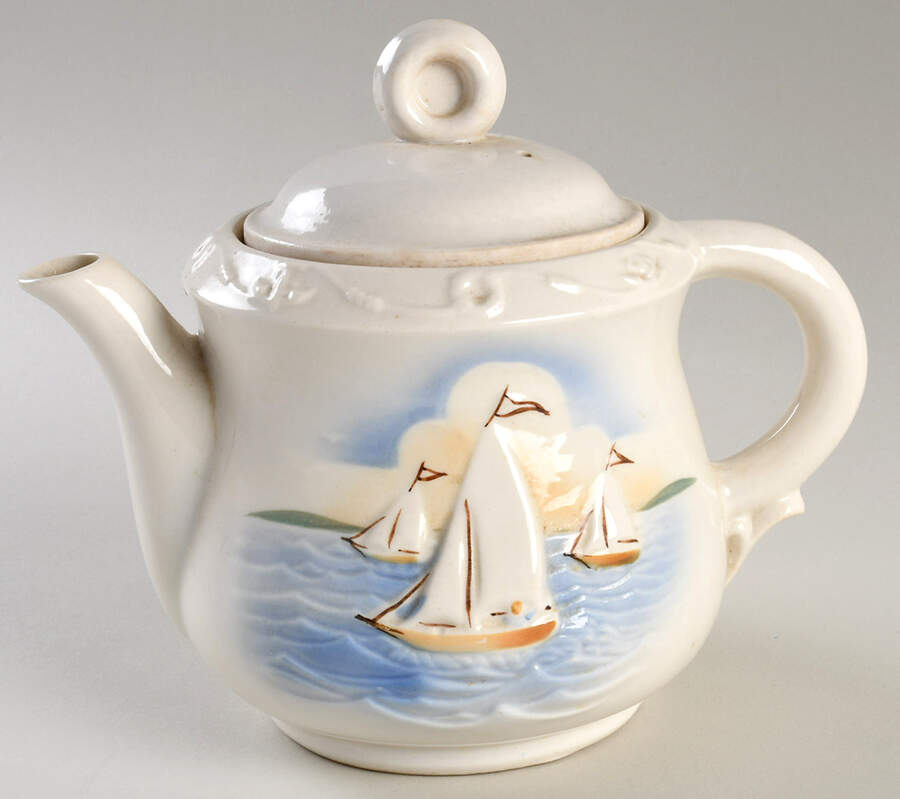Nautical Mini Teapot & Lid by Porcelier-1