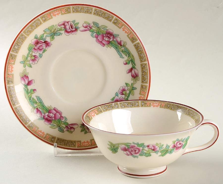 PEU2 Footed Cup & Saucer Set by Perlee (USA)-1
