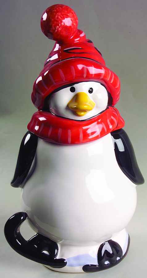 Penguin Skate Figural Cookie Jar & Lid by Pfaltzgraff-1