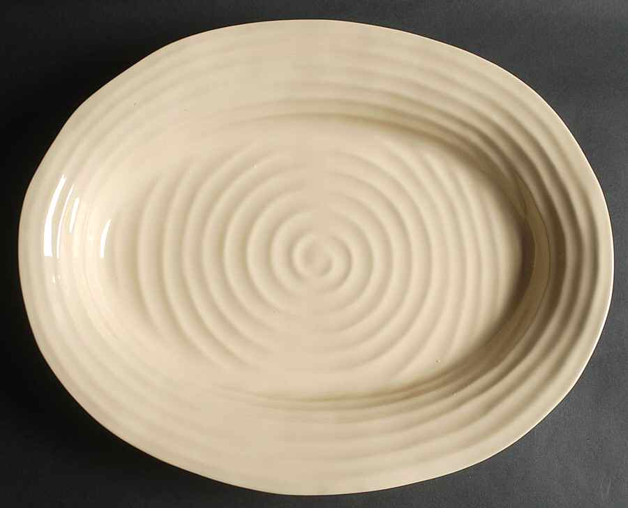 Sophie Conran Biscuit (Beige) 14" Oval Serving Platter by Portmeirion-1