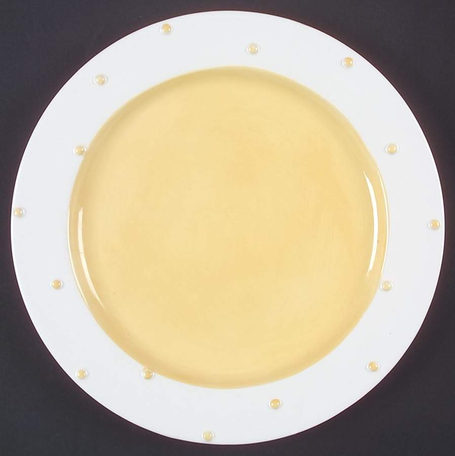 Yellow Polka Dots Dinner Plate by Pacific Rim-1