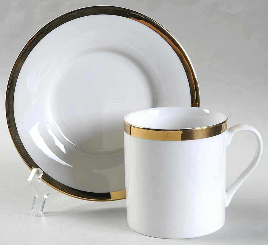 Gold Band Flat Cup & Saucer Set by Pier 1-1