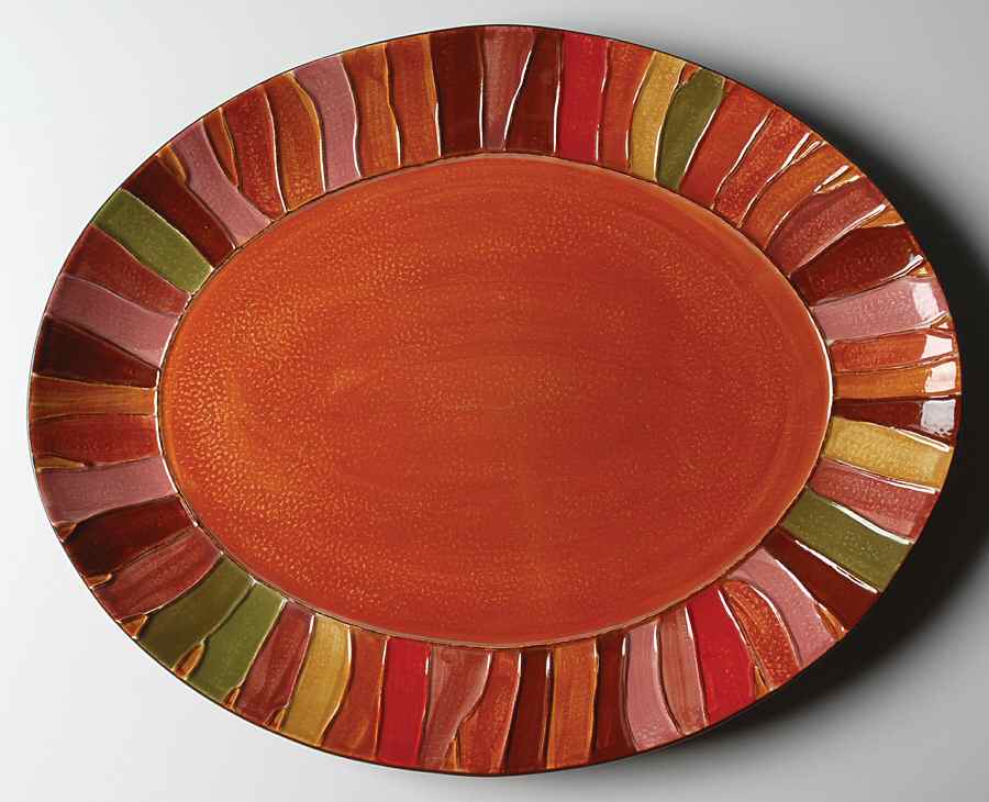 Wavy Stripe 16" Oval Serving Platter by Pier 1-1