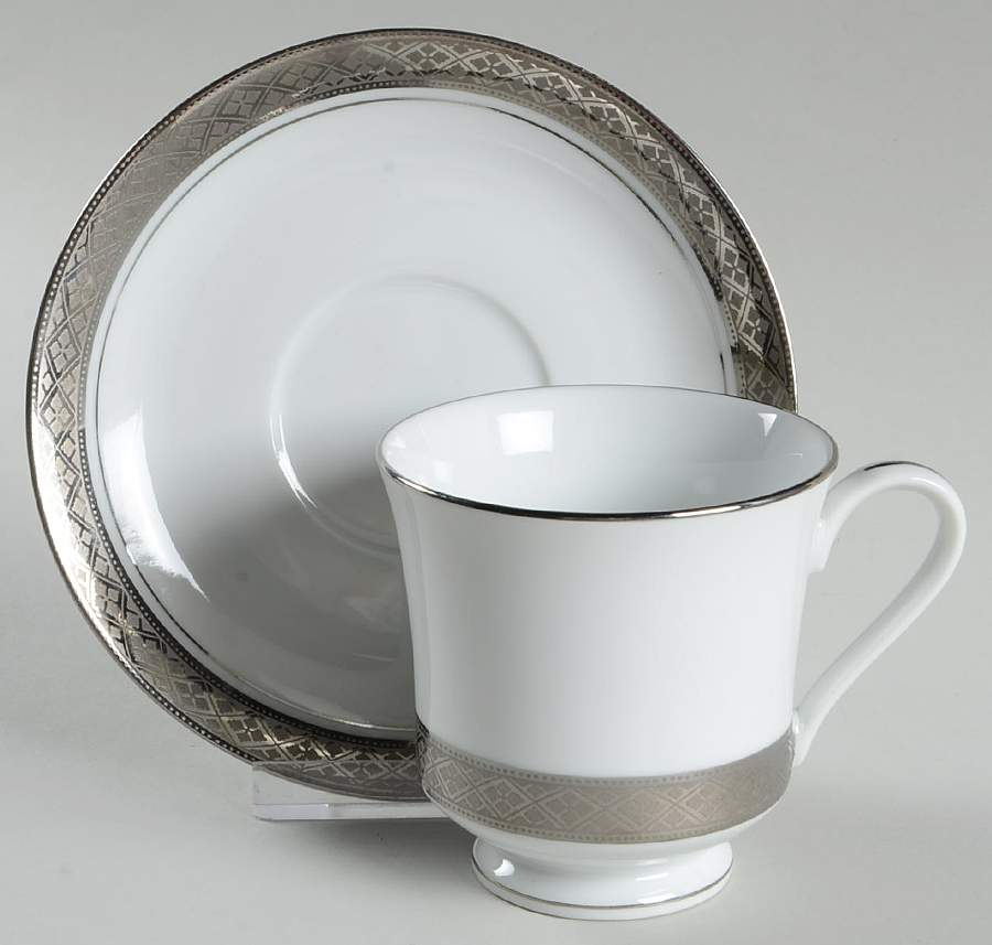 Reflections in Silver Footed Cup & Saucer Set by Presidential Collection-1