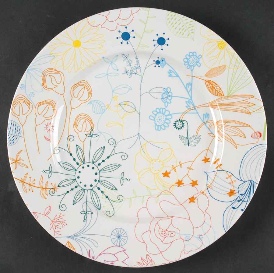 Floral Line Dinner Plate by Pier 1-1