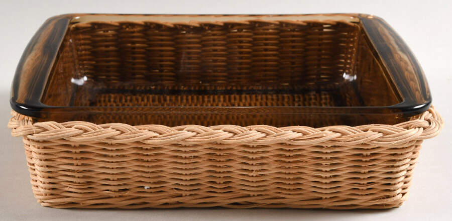 Fireside 8" Square Baker & Wicker Basket by Pyrex-1