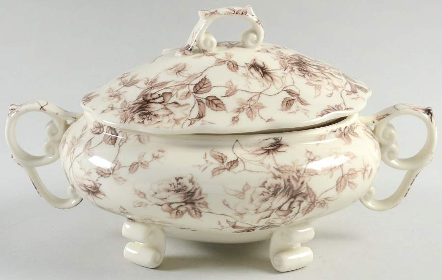 Brown Toile Small Tureen & Lid by Peppertree Imports-1