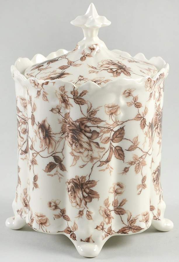 Brown Toile Biscuit Barrel & Lid by Peppertree Imports-1
