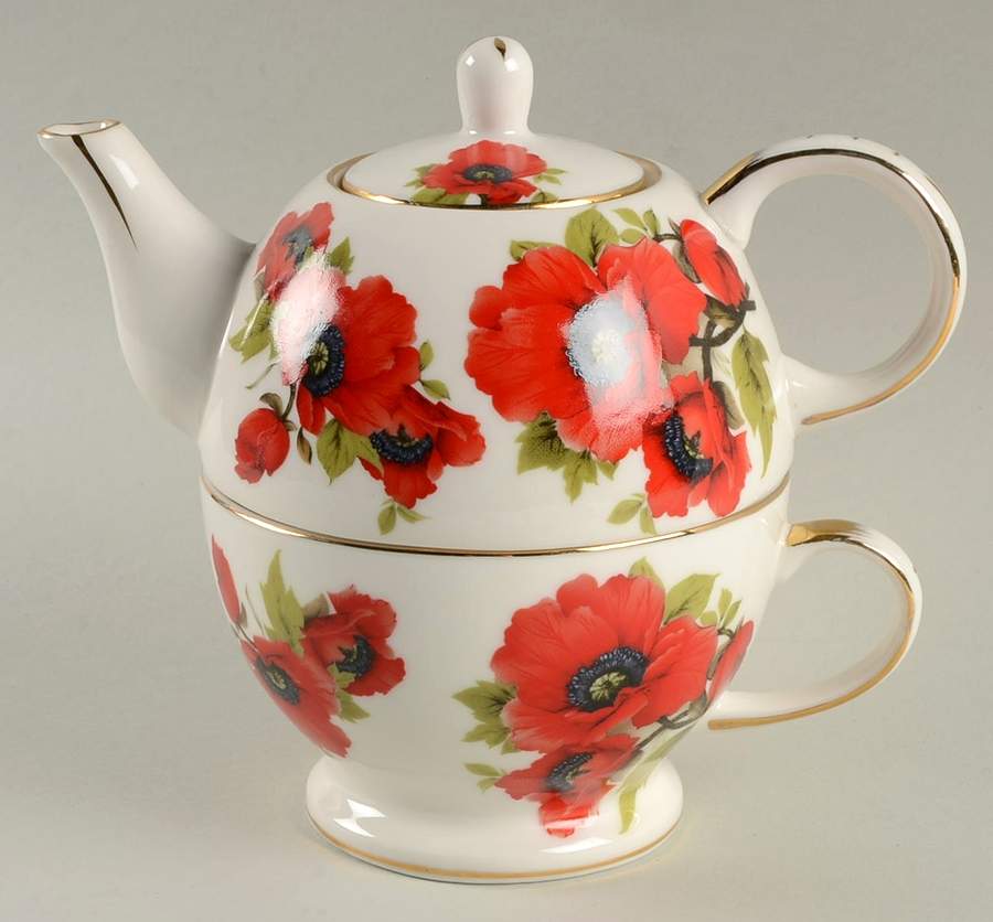 Poppy Individual Teapot & Lid with Cup by Peppertree Imports-1