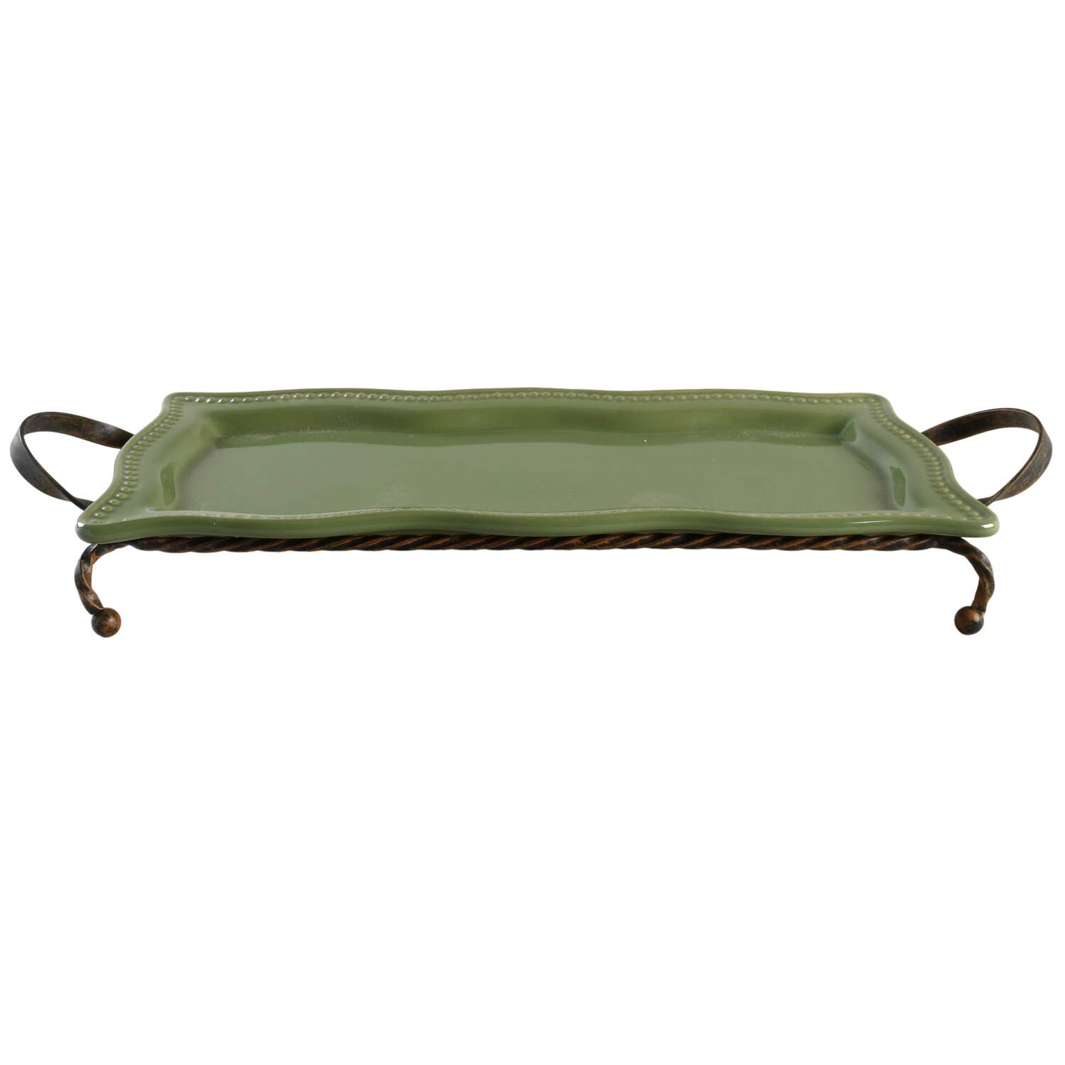 Pavillion (Autumn Colors) 13" Rectangular Platter & Metal Stand by Princess House-1
