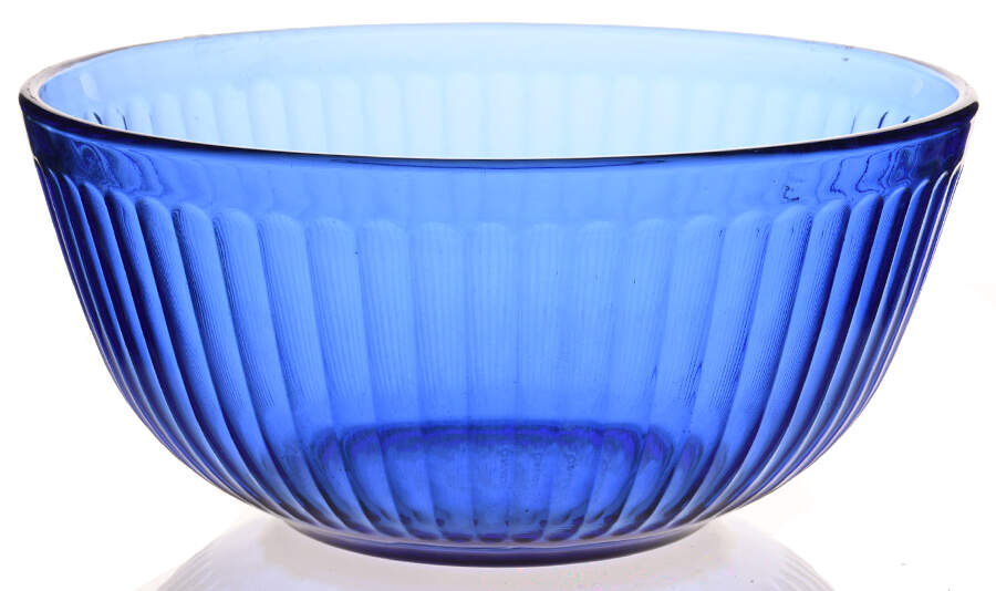 Sculptured Cobalt Blue 8" Round Vegetable Bowl by Pyrex-1