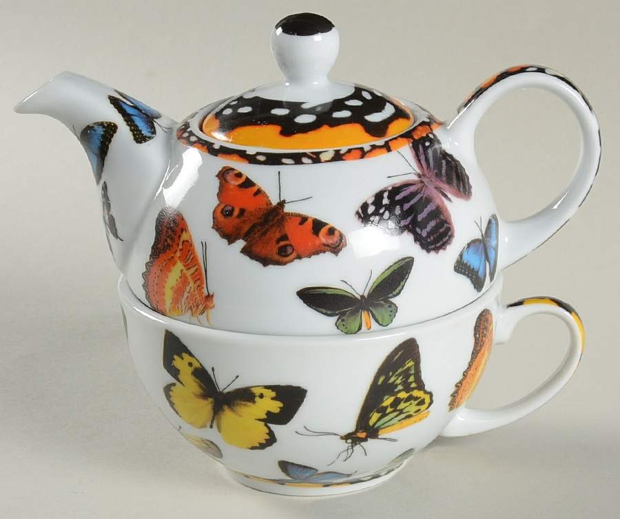 Butterflies Individual Teapot & Lid with Cup by Cardew Design-1