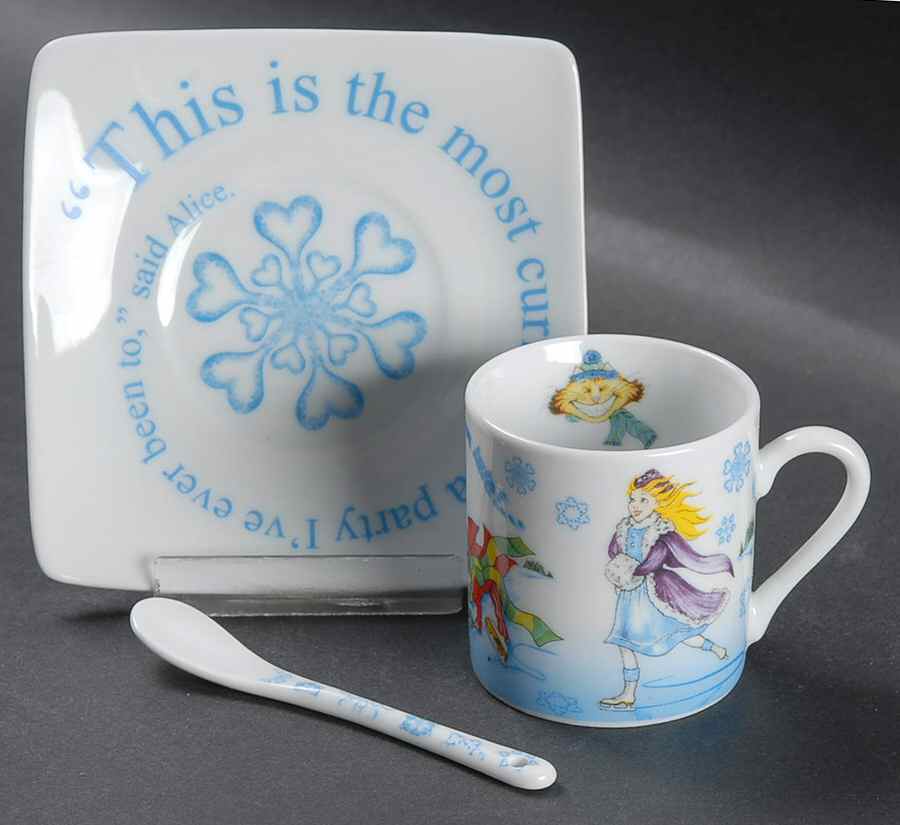 Alice in Winterland Demitasse Cup & Saucer Set w/Spoon by Cardew Design-1