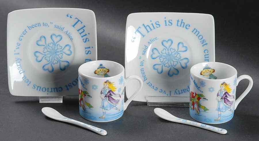 Alice in Winterland Demitasse Cup & Saucer w/Spoon - Set of 2 Boxed by Cardew Design-1