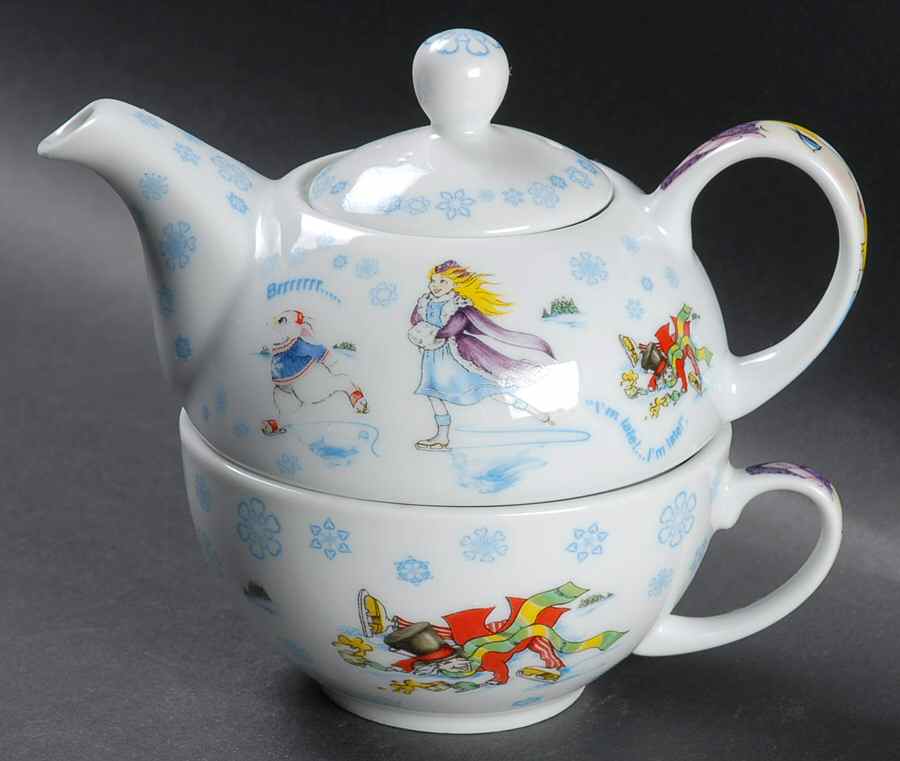 Alice in Winterland Individual Teapot & Lid with Cup by Cardew Design-1