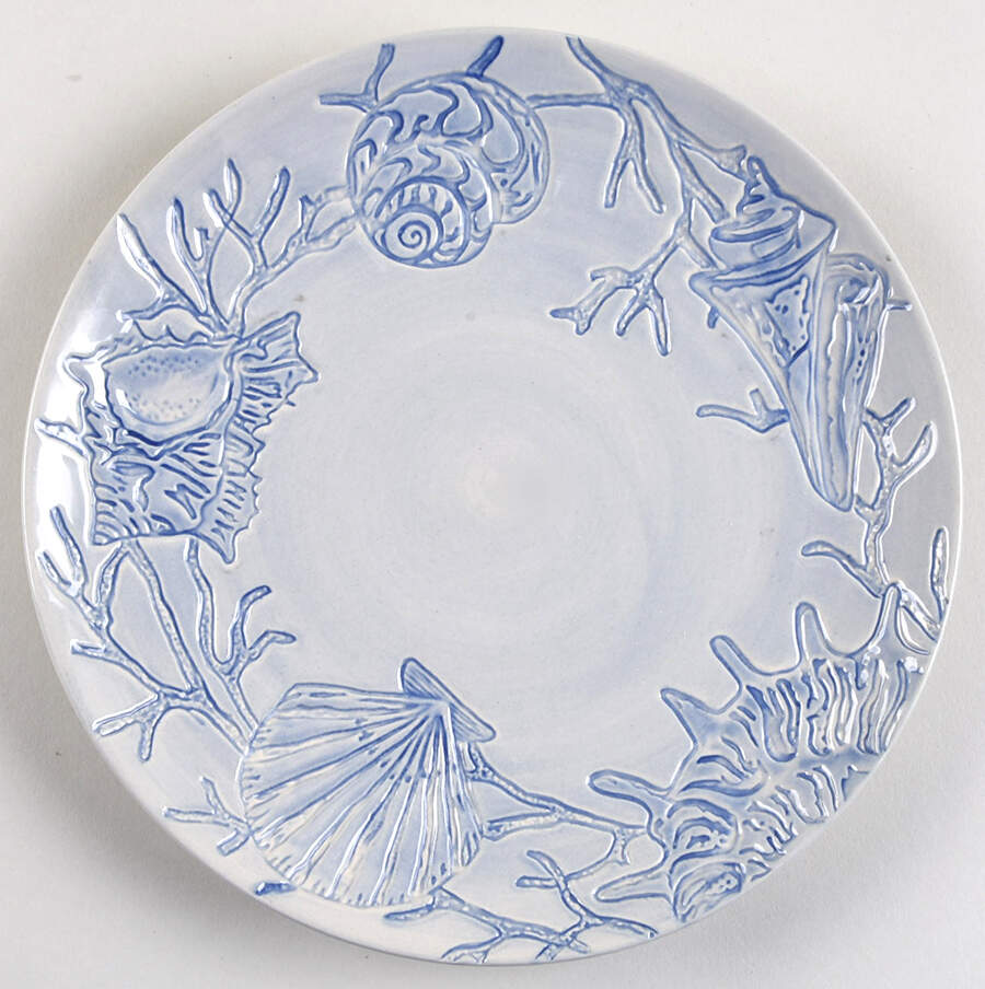 Blue Shell Salad Plate by Pottery Barn China-1