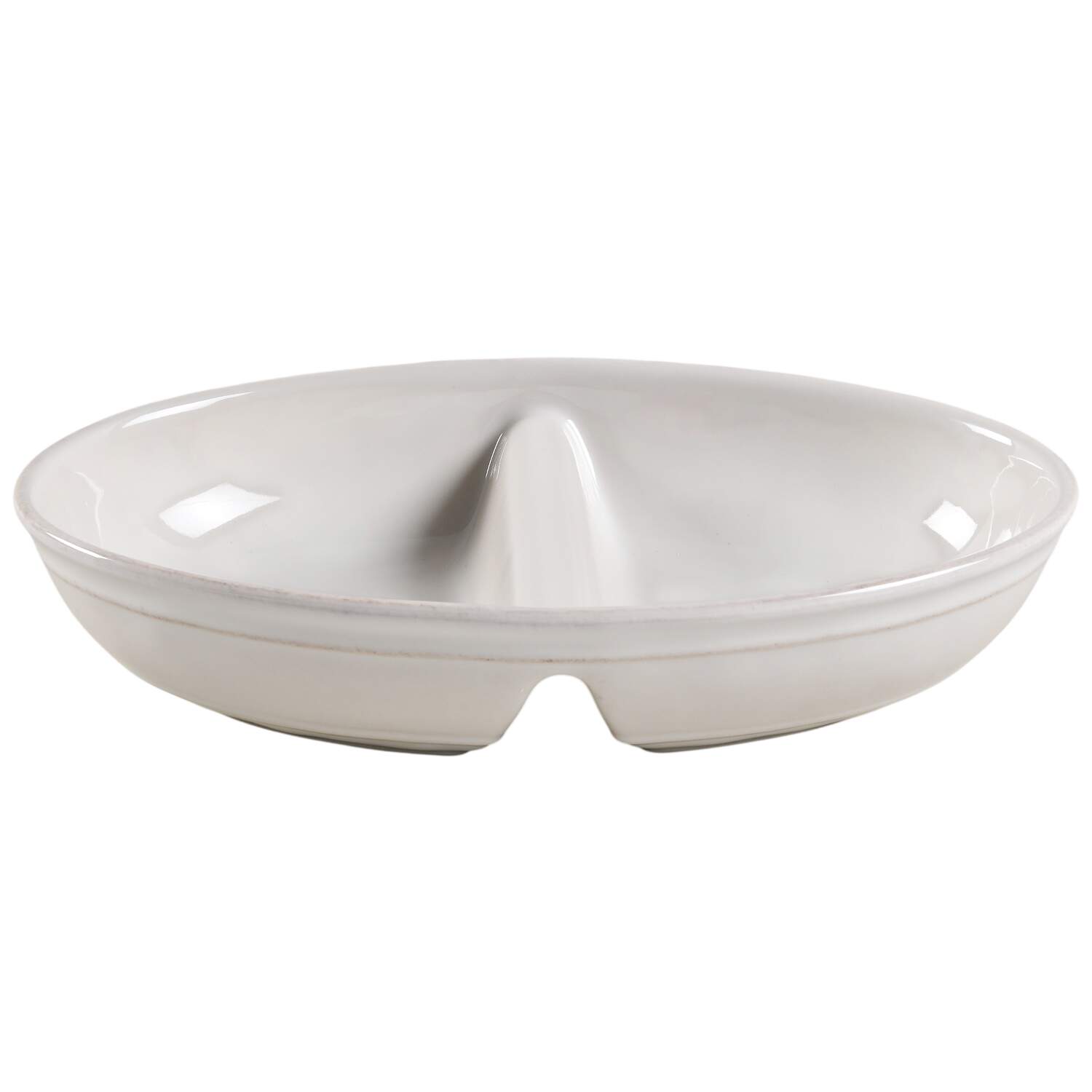 Cambria Stone (White) Oval Divided Vegetable Bowl by Pottery Barn China-1