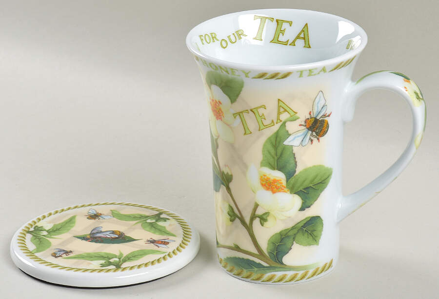 Tea Plant & Honey Bee Mug & Coaster Set by Cardew Design-1