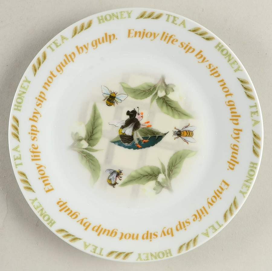 Tea Plant & Honey Bee Dessert/Pie Plate by Cardew Design-1